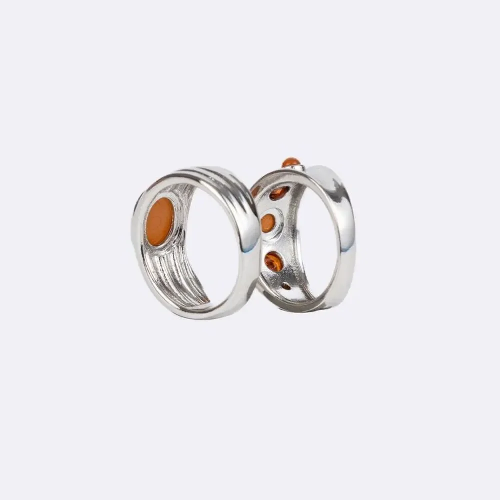 Luv Aj Valencia Ring Set 2pc - Silver/Red Size 8